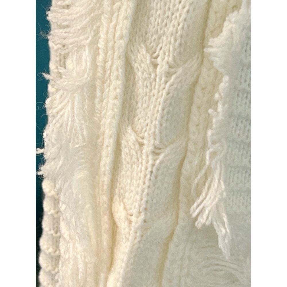 POLAGRAM Ivory frayed sleeve cardi M L - Picture 6 of 7